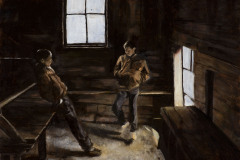 Shed Boys (on board) 17 ⅜” x 13 ¼” (22 ½" x 18 ½" framed) - $1,200